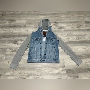 Abercrombie & Fitch Men’s Denim Twofer Jacket – Size M – Hooded Jean Jacket